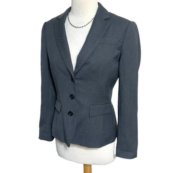 Banana Republic Factory 2P grey tweed stretch 3 button blazer - Picture 2 of 8